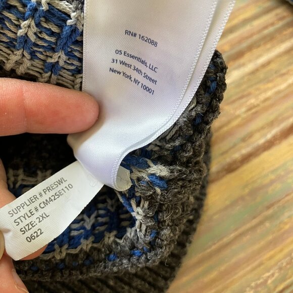 Chaps Holiday Knit Pullover Sweater Dog Fair Isle Grey/Blue CottonBlend Mens XXL - Picture 5 of 6